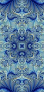 Blue ornate fractal design with intricate abstract patterns.