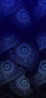 Blue paisley pattern mobile wallpaper with intricate designs.