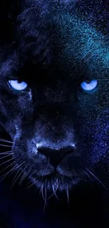 Panther with blue eyes in a cosmic theme wallpaper