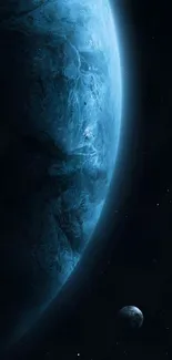 Stunning blue planet space wallpaper for mobile phones.