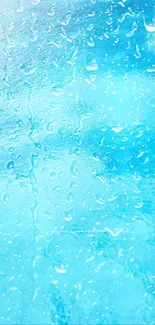 Blue raindrop mobile wallpaper with water droplets on glass.