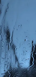 Blue glass with raindrops mobile wallpaper