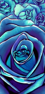 Intricate blue rose design mobile wallpaper for stylish devices.