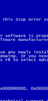 Blue screen error wallpaper with system crash message.