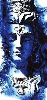 Blue artistic depiction of Shiva in vibrant colors