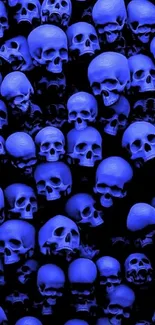 Blue skulls pattern wallpaper for mobile.