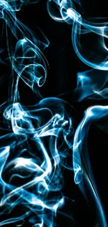 Abstract blue smoke on a dark background.