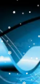 Blue abstract wallpaper with snowflakes and winter theme.