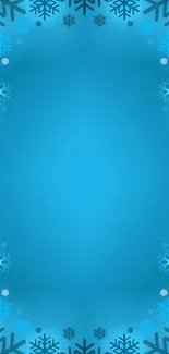 A vibrant blue snowflake wallpaper with intricate icy designs for mobile screens.