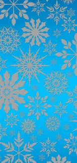 Blue background with silver snowflakes pattern design.