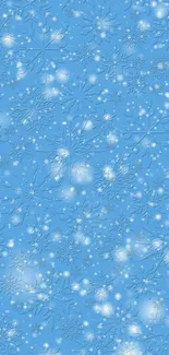 Intricate blue snowflake design wallpaper for mobile.