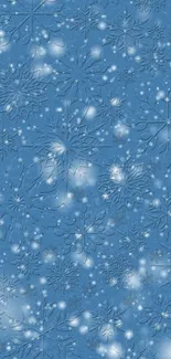 Blue snowflake wallpaper for mobile phone screen.