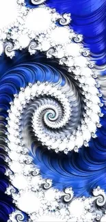 Abstract blue spiral pattern wallpaper.