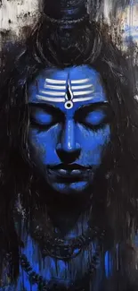 Blue spiritual figure art wallpaper.