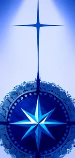 Blue star compass with celestial background wallpaper.