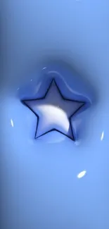 Embossed blue star on light blue background.