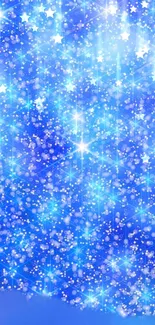 Blue starry night wallpaper with sparkling stars and shimmering effects.