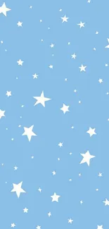 Blue background with white stars pattern wallpaper.