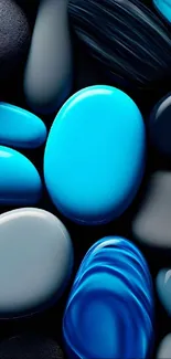 Abstract blue stones wallpaper with sleek shapes.