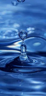 Beautiful blue water droplet with ripples in abstract design.