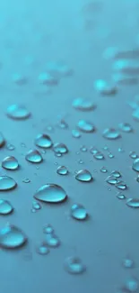 Blue water droplets on smooth surface wallpaper for mobile devices.