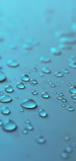 Sky blue water droplets on a smooth surface wallpaper.