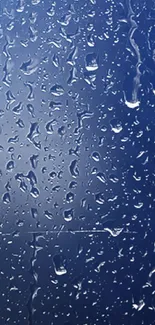 Blue water droplets on window wallpaper.