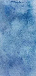 Blue watercolor texture mobile wallpaper for a calming, artistic phone background.