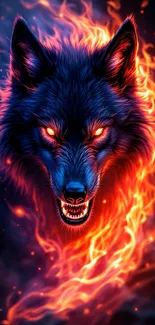 Blue Wolf On Fire Live Wallpaper