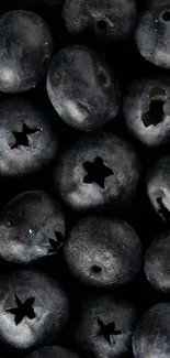 Close-up of fresh blueberries creating a textured mobile wallpaper.