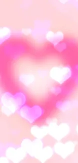 Blurry pink heart on a soft background