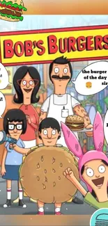 Bob's Burgers animated family wallpaper with vibrant colors.