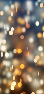 Blurry bokeh lights with warm gold tones on a mobile wallpaper.