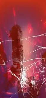 Vibrant cracked abstract wallpaper in red.