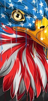 Bold artistic eagle with American colors for mobile wallpaper.