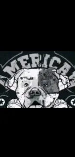 American pitbull graphic in bold monochrome design.