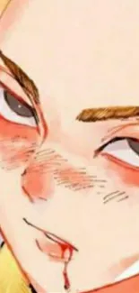 Close-up of an expressive anime character drawing.