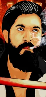 Artistic digital portrait with vibrant colors and smoke effect.