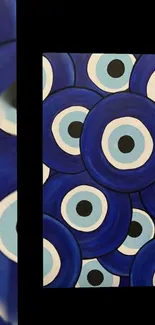 Vibrant blue evil eye pattern wallpaper for mobile screens.