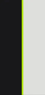 Minimalist black and white split wallpaper with neon green border.