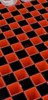 Orange and black geometric pattern wallpaper.