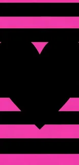 Black heart with pink stripes mobile wallpaper