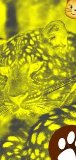 Bright yellow leopard wallpaper with bold patterns.