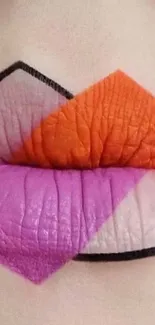 Vibrant lips with orange and pink lipstick art.