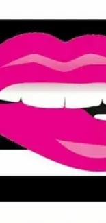 Pink lips on striped background wallpaper.