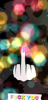 Mobile wallpaper with middle finger art on dark background.