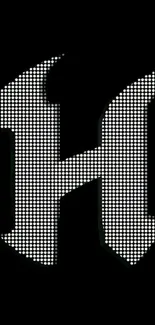 Monochrome letter 'H' with perforated design on black background.