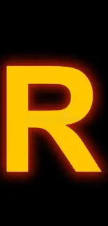 Bold 'R' letter on backlit orange glow background.