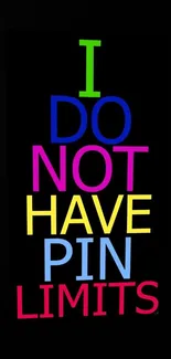 Colorful motivational text on black background.