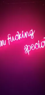 Neon pink text on dark background reading 'I'm special.'